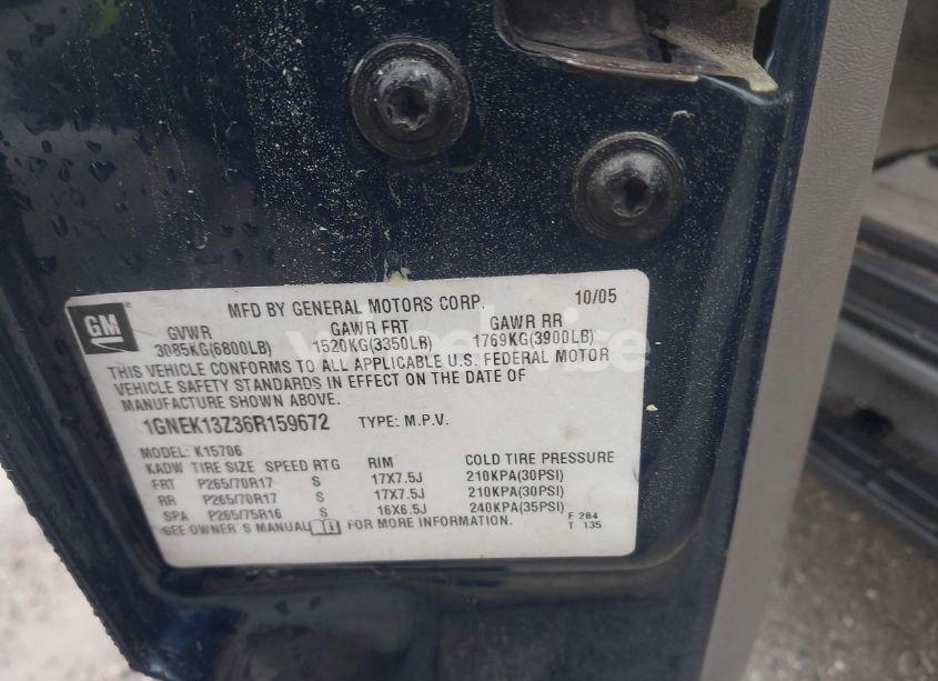 Photo 9 of 2006 Chevrolet Tahoe Z71 (VIN 1GNEK13Z36R159672)