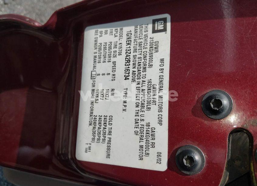 Photo 9 of 2002 Chevrolet Tahoe LT (VIN 1GNEK13Z42R316734)