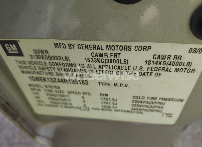 Photo 9 of 2004 Chevrolet Tahoe LT (VIN 1GNEK13Z44R135183)