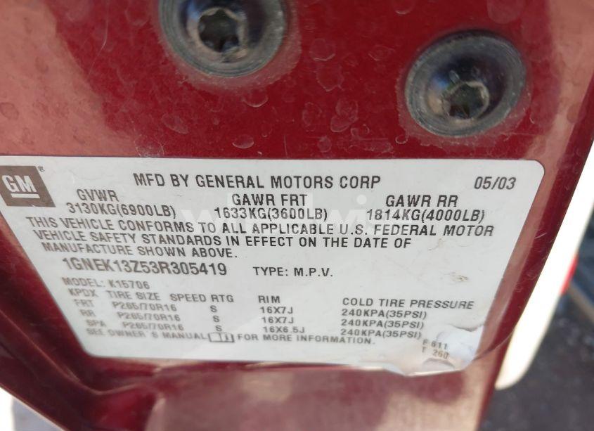 Photo 9 of 2003 Chevrolet Tahoe LS (VIN 1GNEK13Z53R305419)