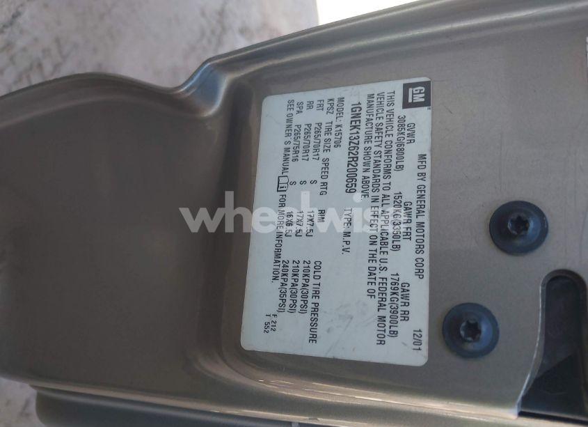 Photo 9 of 2002 Chevrolet Tahoe Z71 (VIN 1GNEK13Z62R200659)