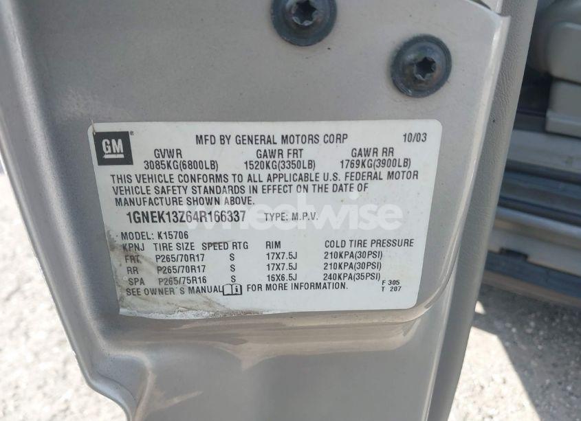 Photo 9 of 2004 Chevrolet Tahoe Z71 (VIN 1GNEK13Z64R166337)