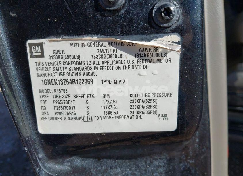 Photo 9 of 2004 Chevrolet Tahoe LT (VIN 1GNEK13Z64R192968)