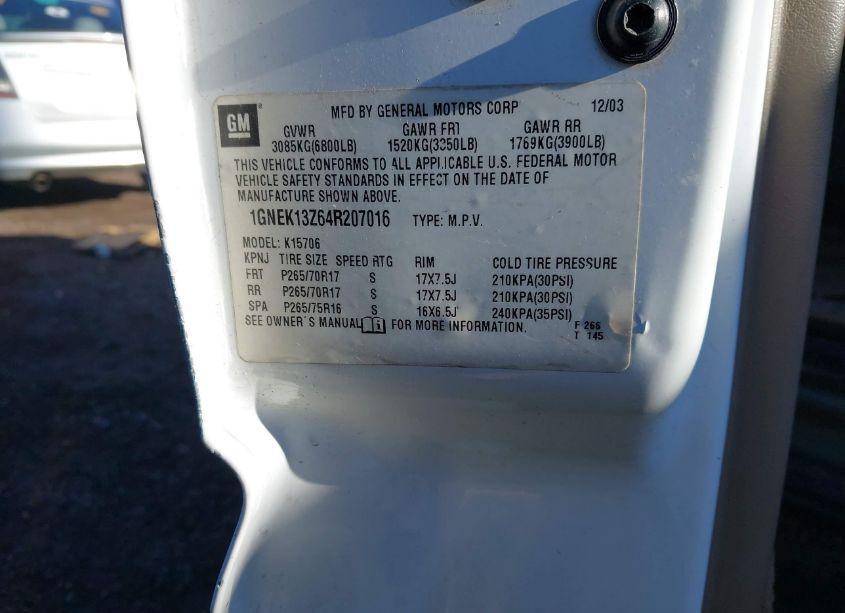 Photo 9 of 2004 Chevrolet Tahoe Z71 (VIN 1GNEK13Z64R207016)