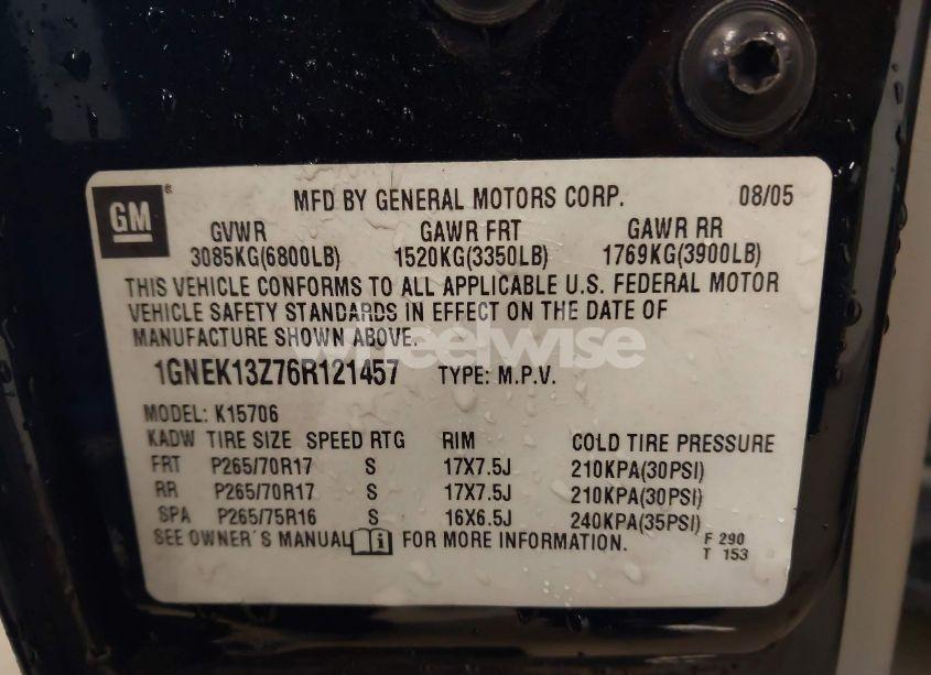 Photo 9 of 2006 Chevrolet Tahoe Z71 (VIN 1GNEK13Z76R121457)