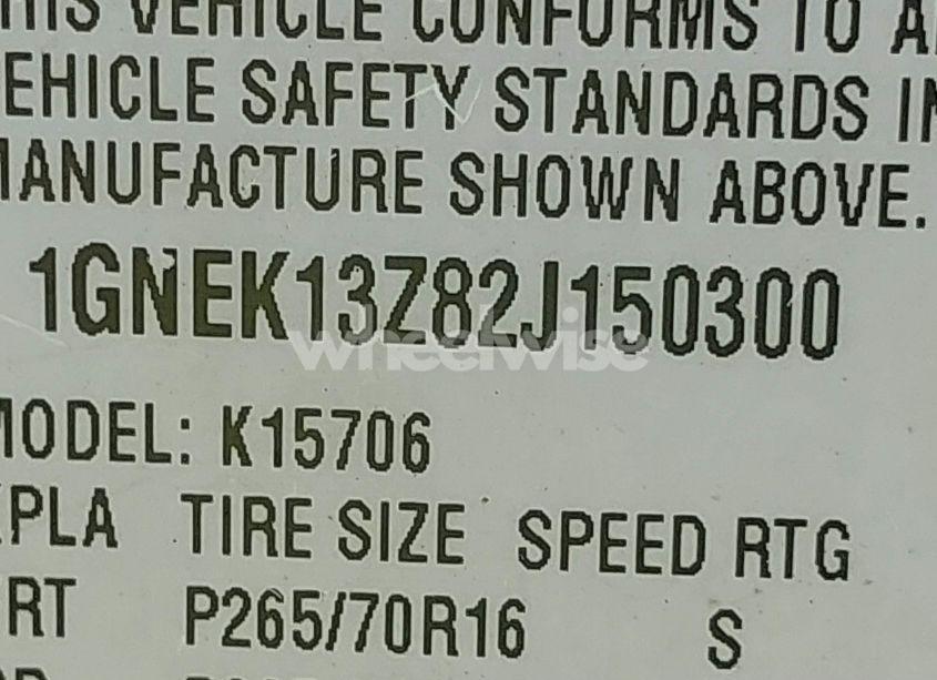 Photo 9 of 2002 Chevrolet Tahoe LT (VIN 1GNEK13Z82J150300)