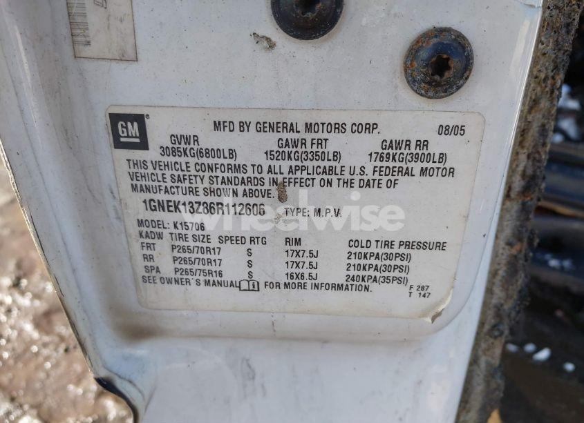 Photo 9 of 2006 Chevrolet Tahoe Z71 (VIN 1GNEK13Z86R112606)