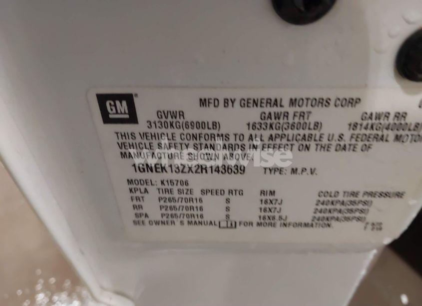 Photo 9 of 2002 Chevrolet Tahoe LT (VIN 1GNEK13ZX2R143639)