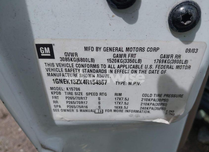 Photo 9 of 2004 Chevrolet Tahoe Z71 (VIN 1GNEK13ZX4R154367)