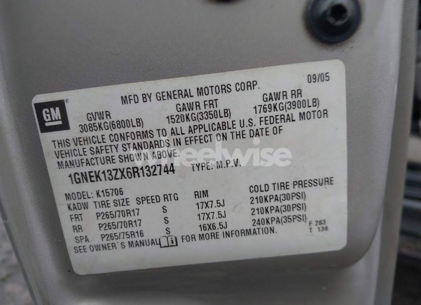 Photo 9 of 2006 Chevrolet Tahoe Z71 (VIN 1GNEK13ZX6R132744)