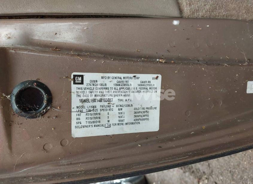 Photo 9 of 2004 Chevrolet Astro (VIN 1GNEL19X14B103027)