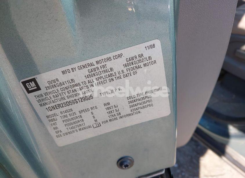 Photo 9 of 2009 Chevrolet Traverse LT (VIN 1GNER23D59S129026)