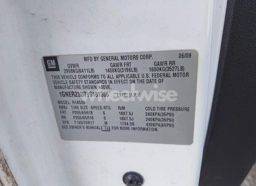 Photo 9 of 2009 Chevrolet Traverse LT (VIN 1GNER23D79S181306)