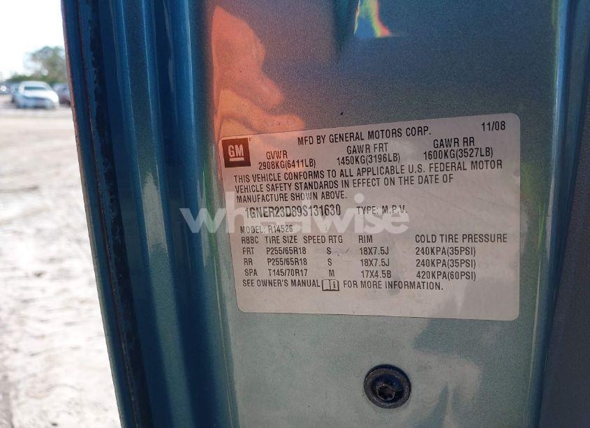 Photo 9 of 2009 Chevrolet Traverse LT (VIN 1GNER23D89S131630)