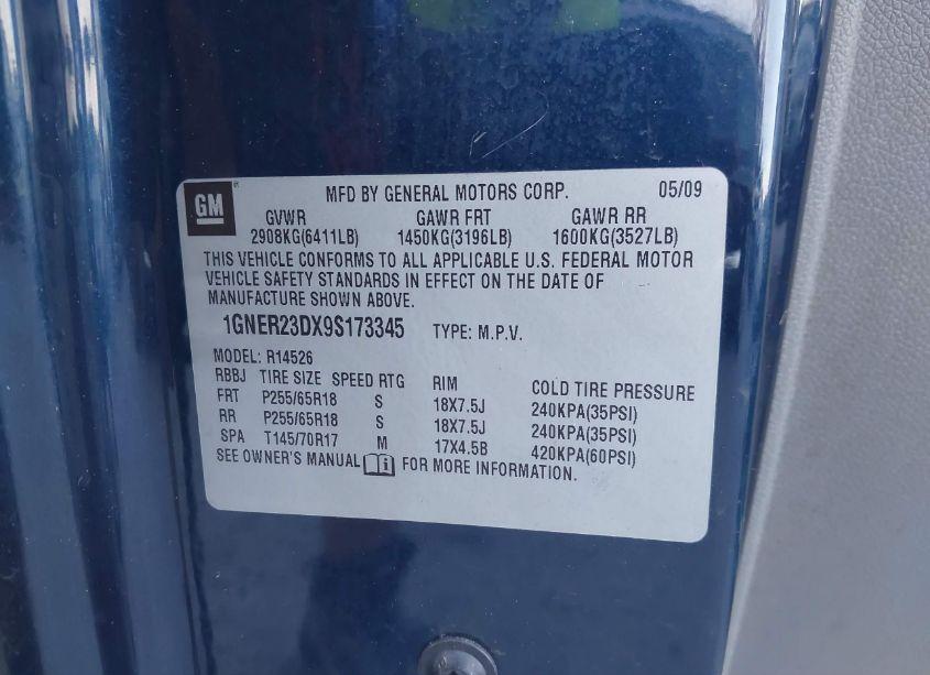 Photo 9 of 2009 Chevrolet Traverse LT (VIN 1GNER23DX9S173345)
