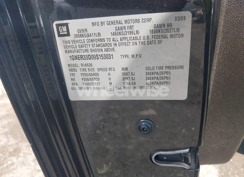 Photo 9 of 2009 Chevrolet Traverse LTZ (VIN 1GNER33D09S153031)