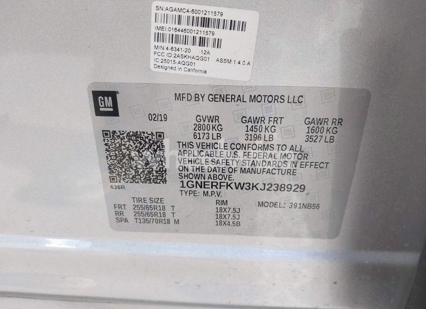 Photo 9 of 2019 Chevrolet Traverse LS (VIN 1GNERFKW3KJ238929)