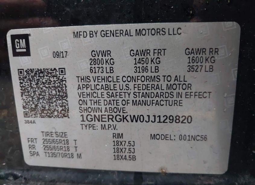 Photo 9 of 2018 Chevrolet Traverse 1LT (VIN 1GNERGKW0JJ129820)