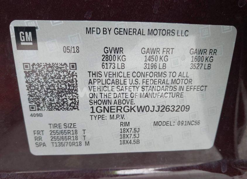 Photo 9 of 2018 Chevrolet Traverse 1LT (VIN 1GNERGKW0JJ263209)