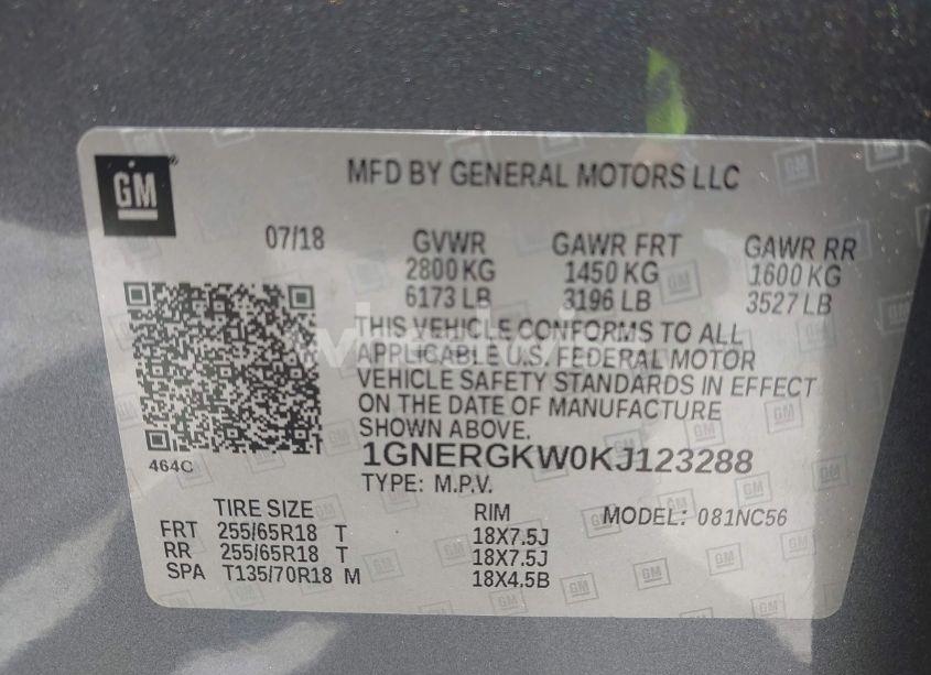 Photo 9 of 2019 Chevrolet Traverse 1LT (VIN 1GNERGKW0KJ123288)