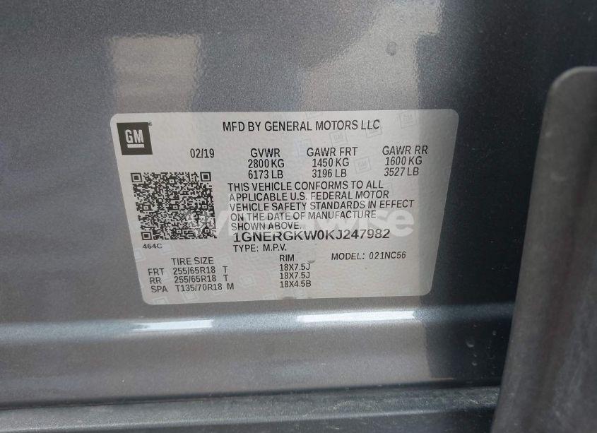 Photo 9 of 2019 Chevrolet Traverse 1LT (VIN 1GNERGKW0KJ247982)