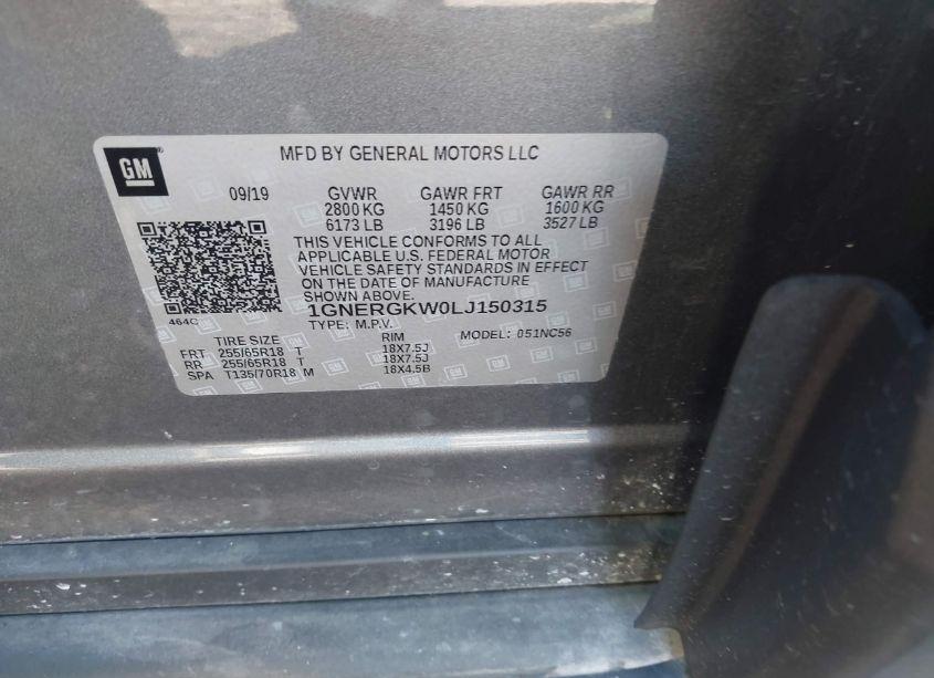 Photo 9 of 2020 Chevrolet Traverse FWD LT CLOTH (VIN 1GNERGKW0LJ150315)