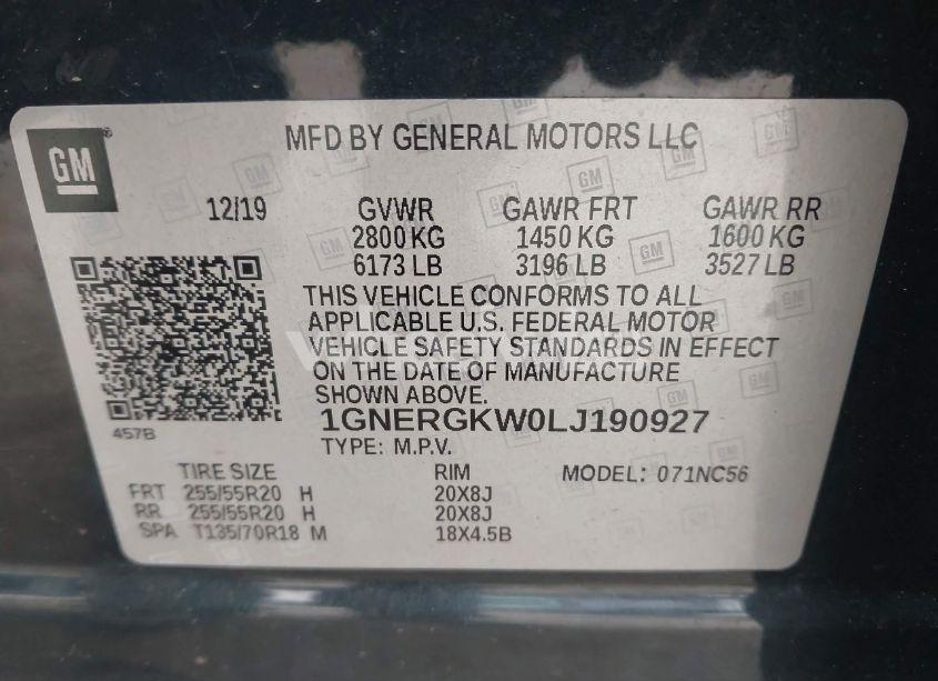 Photo 9 of 2020 Chevrolet Traverse FWD LT CLOTH (VIN 1GNERGKW0LJ190927)