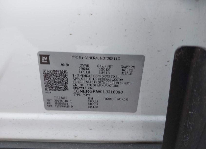 Photo 9 of 2020 Chevrolet Traverse FWD LT CLOTH (VIN 1GNERGKW0LJ316090)