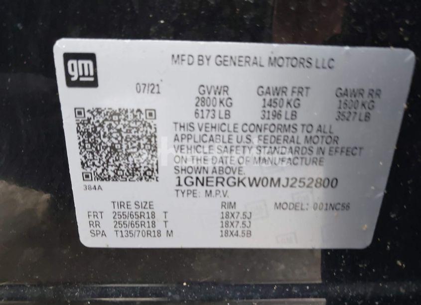 Photo 9 of 2021 Chevrolet Traverse FWD LT CLOTH (VIN 1GNERGKW0MJ252800)