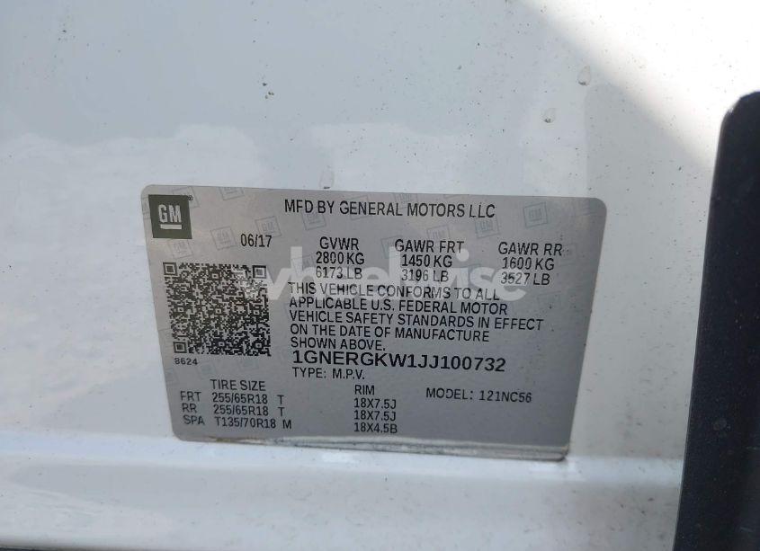 Photo 9 of 2018 Chevrolet Traverse 1LT (VIN 1GNERGKW1JJ100732)