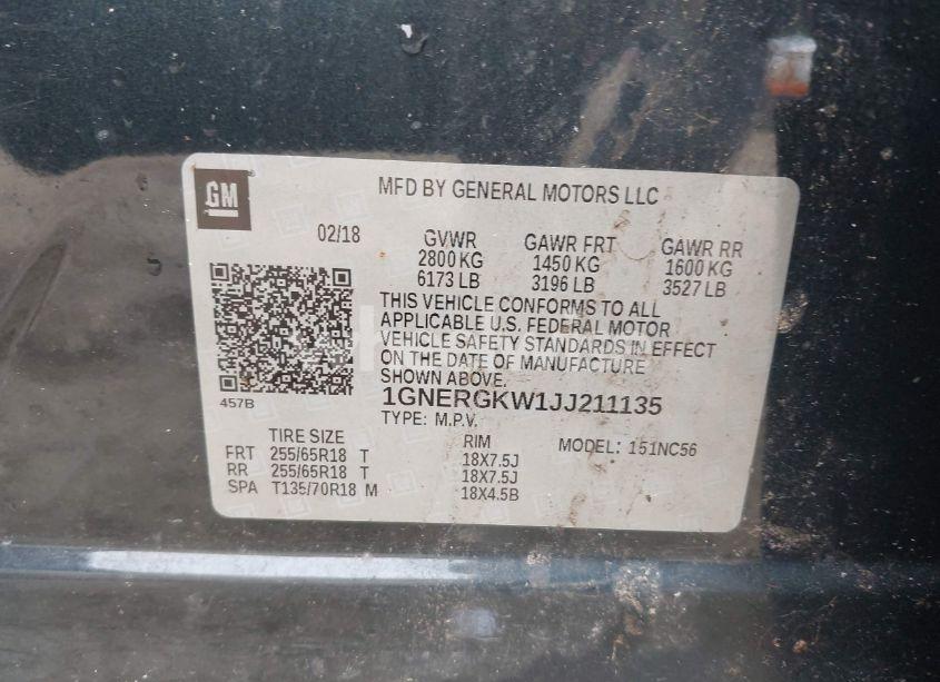 Photo 9 of 2018 Chevrolet Traverse 1LT (VIN 1GNERGKW1JJ211135)