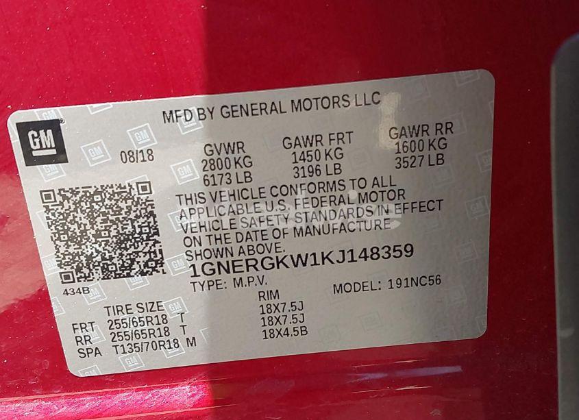 Photo 9 of 2019 Chevrolet Traverse 1LT (VIN 1GNERGKW1KJ148359)