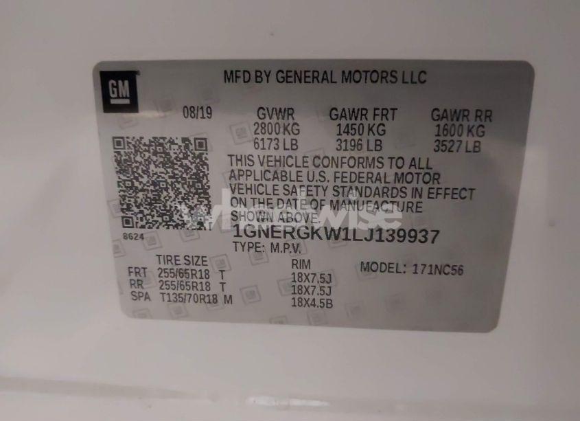 Photo 9 of 2020 Chevrolet Traverse FWD LT CLOTH (VIN 1GNERGKW1LJ139937)