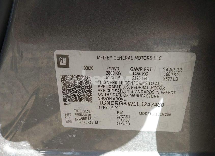 Photo 9 of 2020 Chevrolet Traverse FWD LT CLOTH (VIN 1GNERGKW1LJ247460)