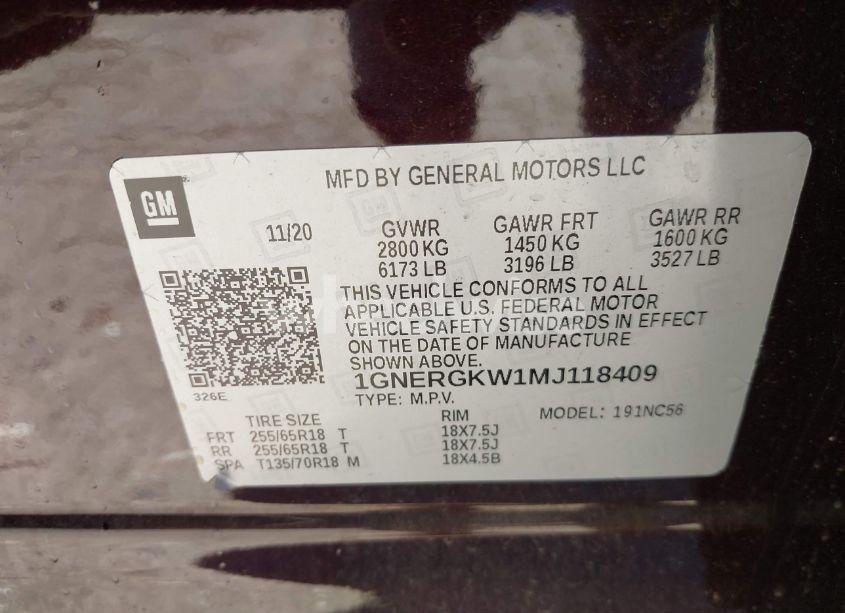Photo 9 of 2021 Chevrolet Traverse FWD LT CLOTH (VIN 1GNERGKW1MJ118409)