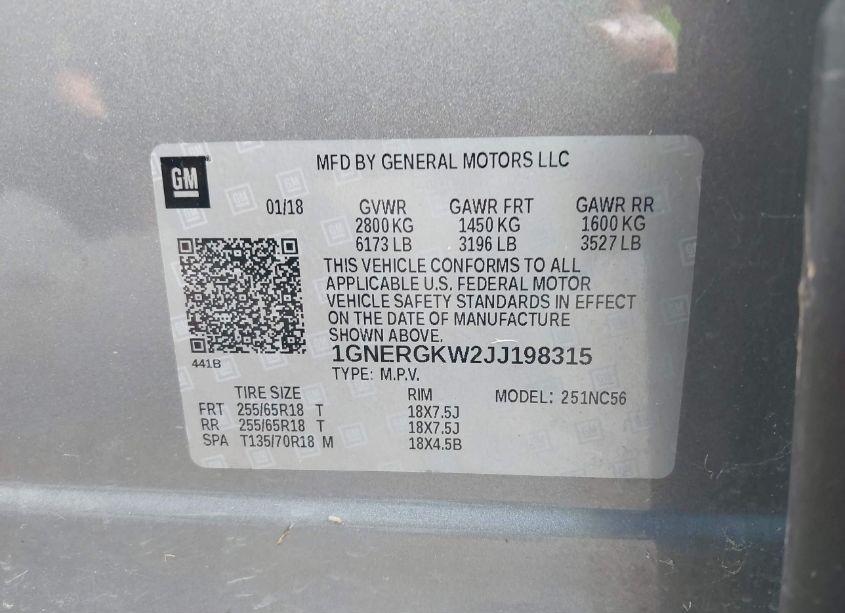 Photo 9 of 2018 Chevrolet Traverse 1LT (VIN 1GNERGKW2JJ198315)