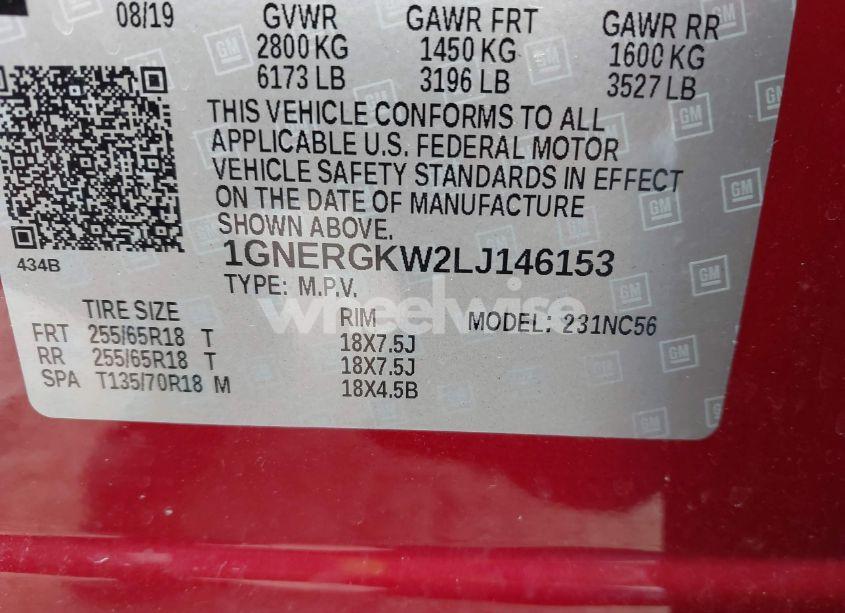 Photo 9 of 2020 Chevrolet Traverse FWD LT CLOTH (VIN 1GNERGKW2LJ146153)