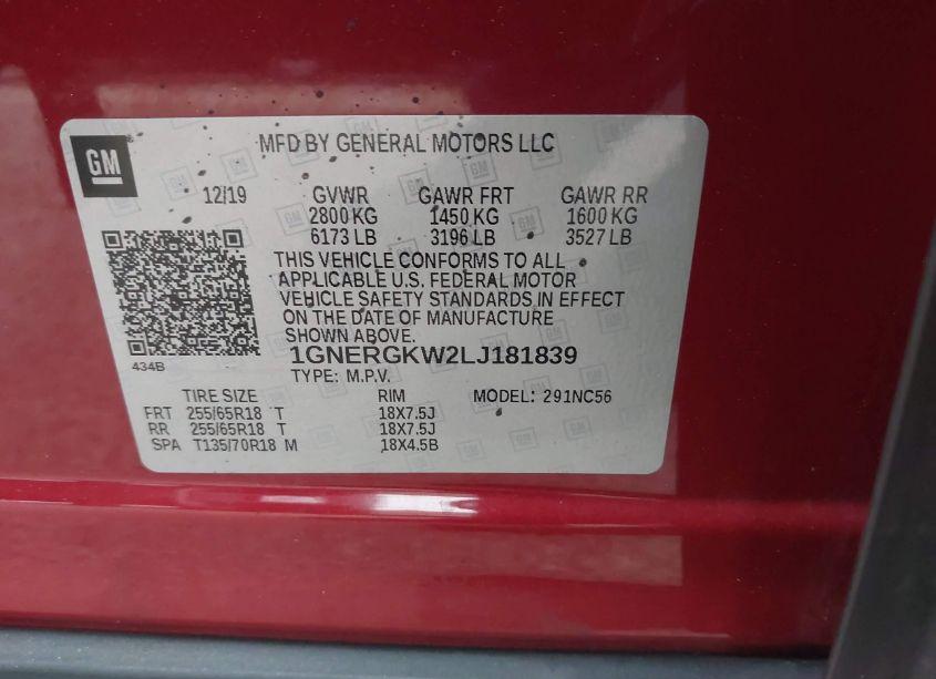 Photo 9 of 2020 Chevrolet Traverse FWD LT CLOTH (VIN 1GNERGKW2LJ181839)