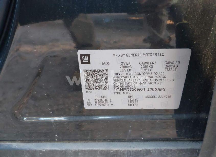 Photo 9 of 2020 Chevrolet Traverse FWD LT CLOTH (VIN 1GNERGKW2LJ292553)