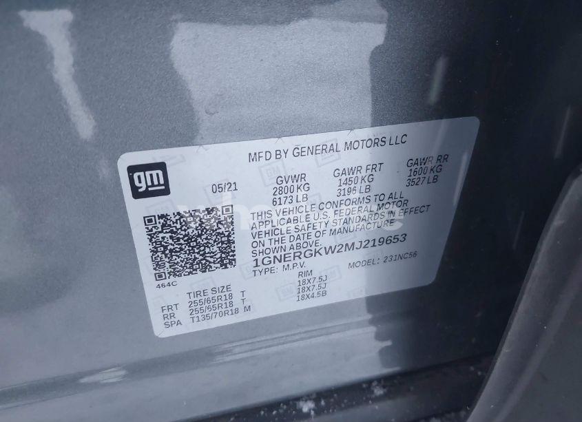 Photo 9 of 2021 Chevrolet Traverse FWD LT CLOTH (VIN 1GNERGKW2MJ219653)