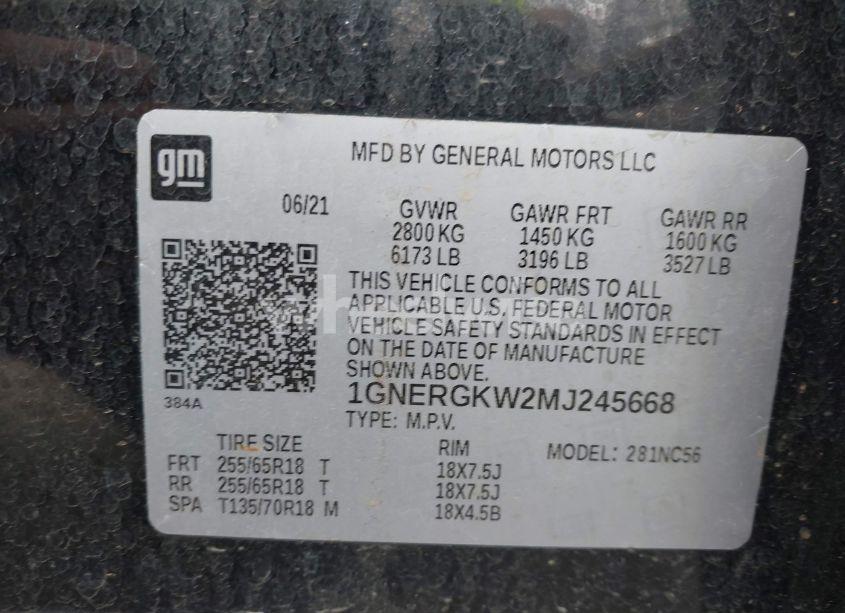 Photo 9 of 2021 Chevrolet Traverse FWD LT CLOTH (VIN 1GNERGKW2MJ245668)