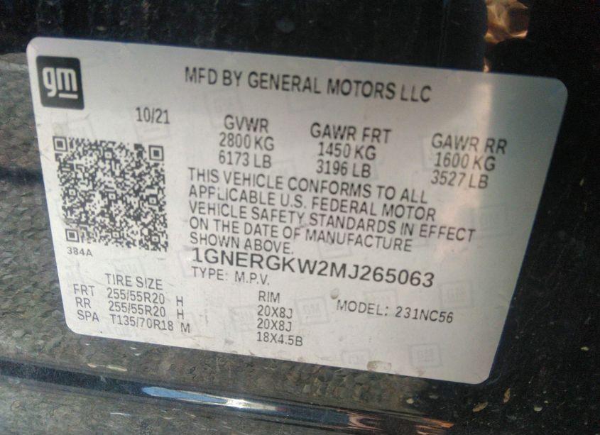 Photo 8 of 2021 Chevrolet Traverse FWD LT CLOTH (VIN 1GNERGKW2MJ265063)