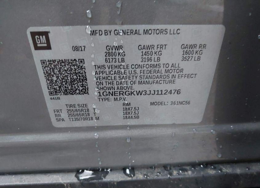 Photo 9 of 2018 Chevrolet Traverse 1LT (VIN 1GNERGKW3JJ112476)