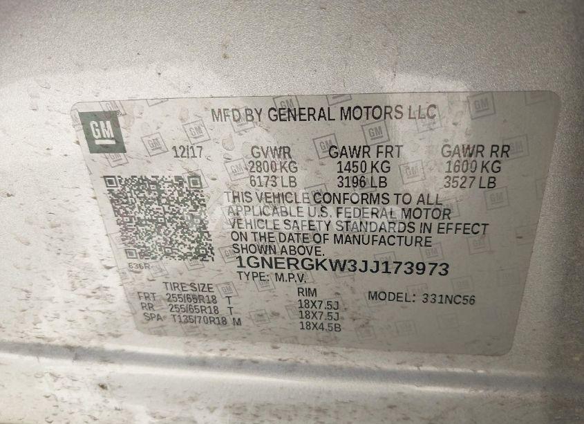 Photo 9 of 2018 Chevrolet Traverse 1LT (VIN 1GNERGKW3JJ173973)