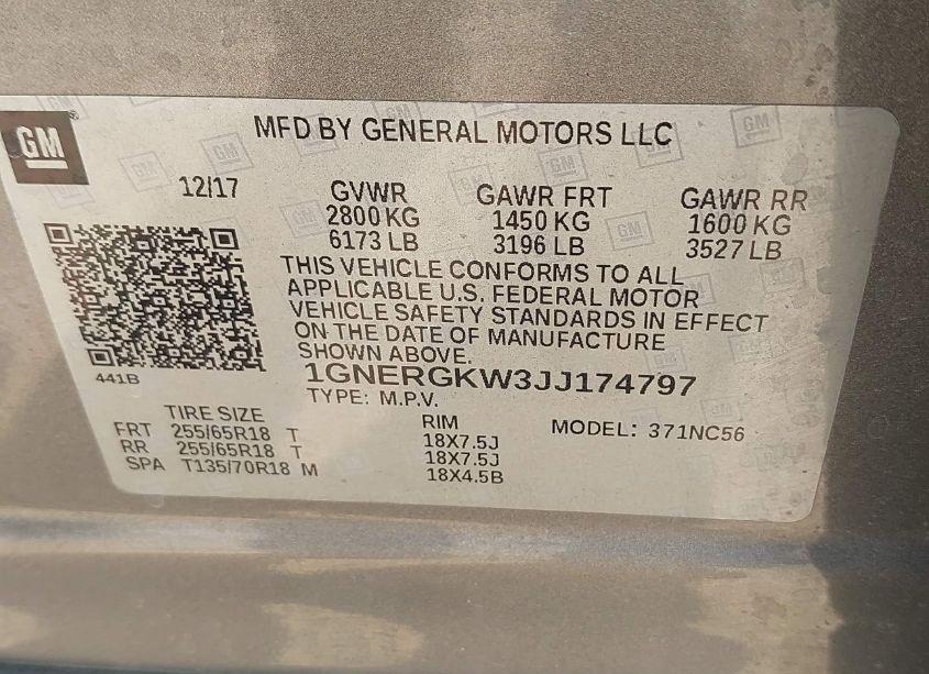 Photo 9 of 2018 Chevrolet Traverse 1LT (VIN 1GNERGKW3JJ174797)