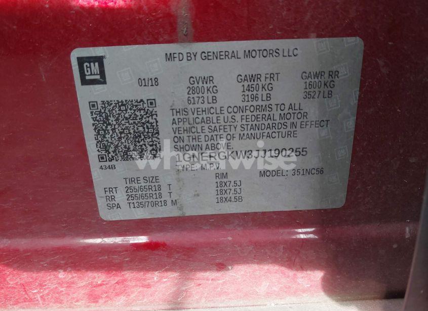 Photo 9 of 2018 Chevrolet Traverse 1LT (VIN 1GNERGKW3JJ190255)