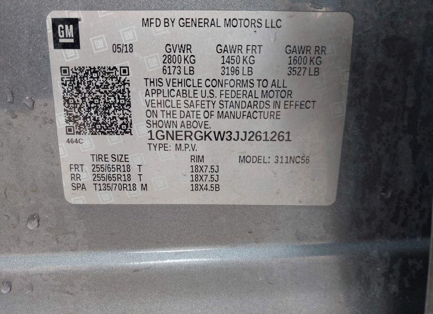 Photo 9 of 2018 Chevrolet Traverse 1LT (VIN 1GNERGKW3JJ261261)