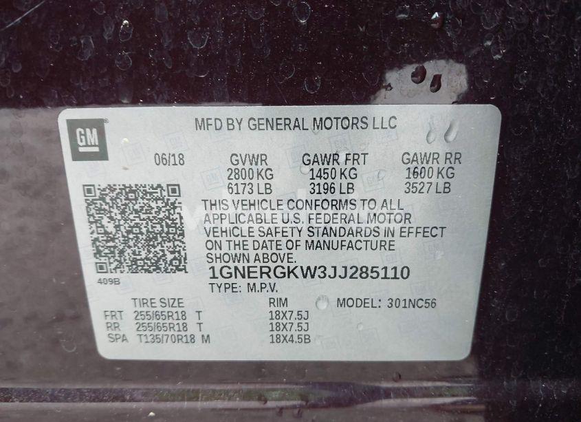 Photo 9 of 2018 Chevrolet Traverse 1LT (VIN 1GNERGKW3JJ285110)