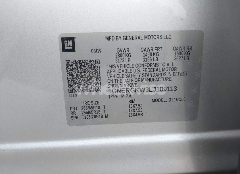 Photo 9 of 2020 Chevrolet Traverse FWD LT CLOTH (VIN 1GNERGKW3LJ109113)