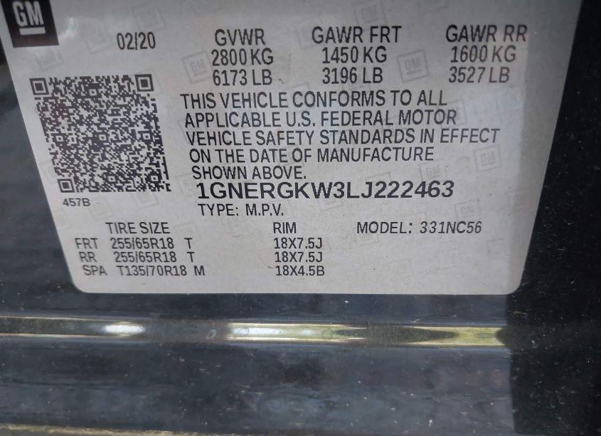 Photo 9 of 2020 Chevrolet Traverse FWD LT CLOTH (VIN 1GNERGKW3LJ222463)